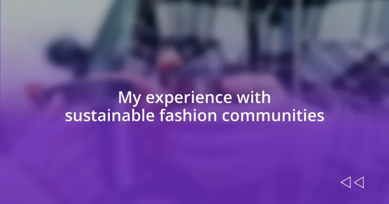 My experience with sustainable fashion communities