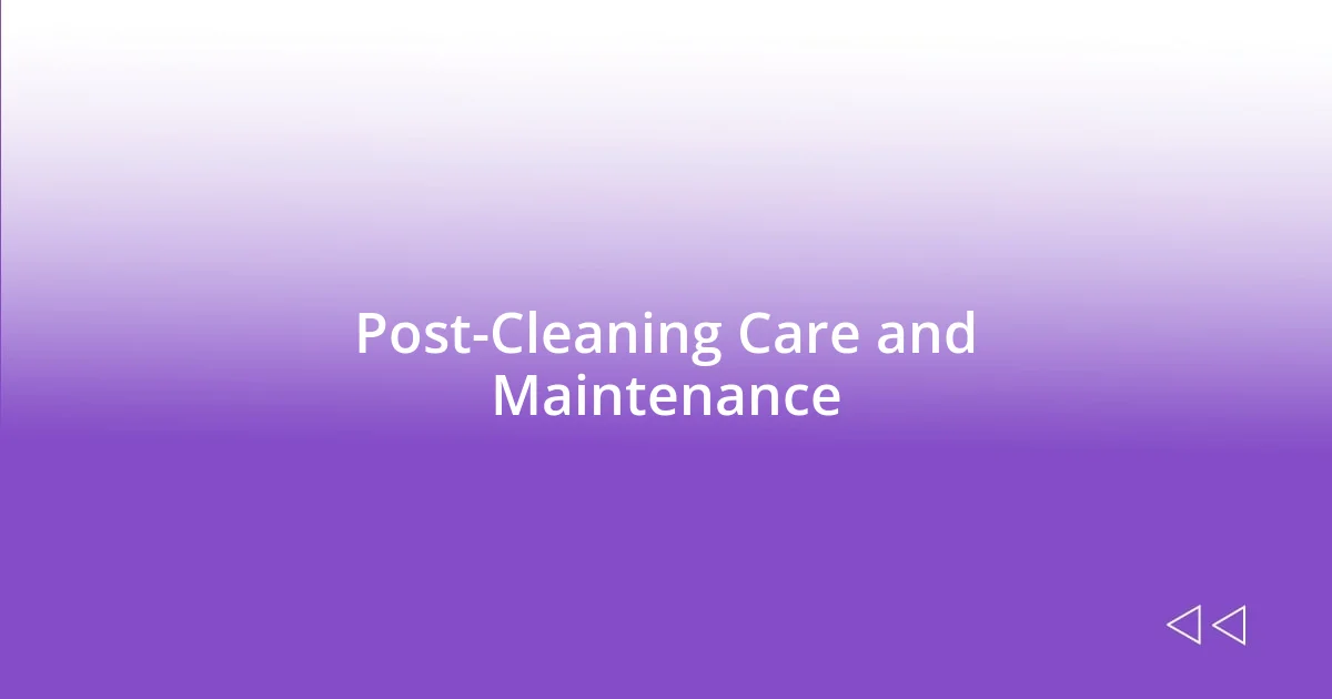 Post-Cleaning Care and Maintenance