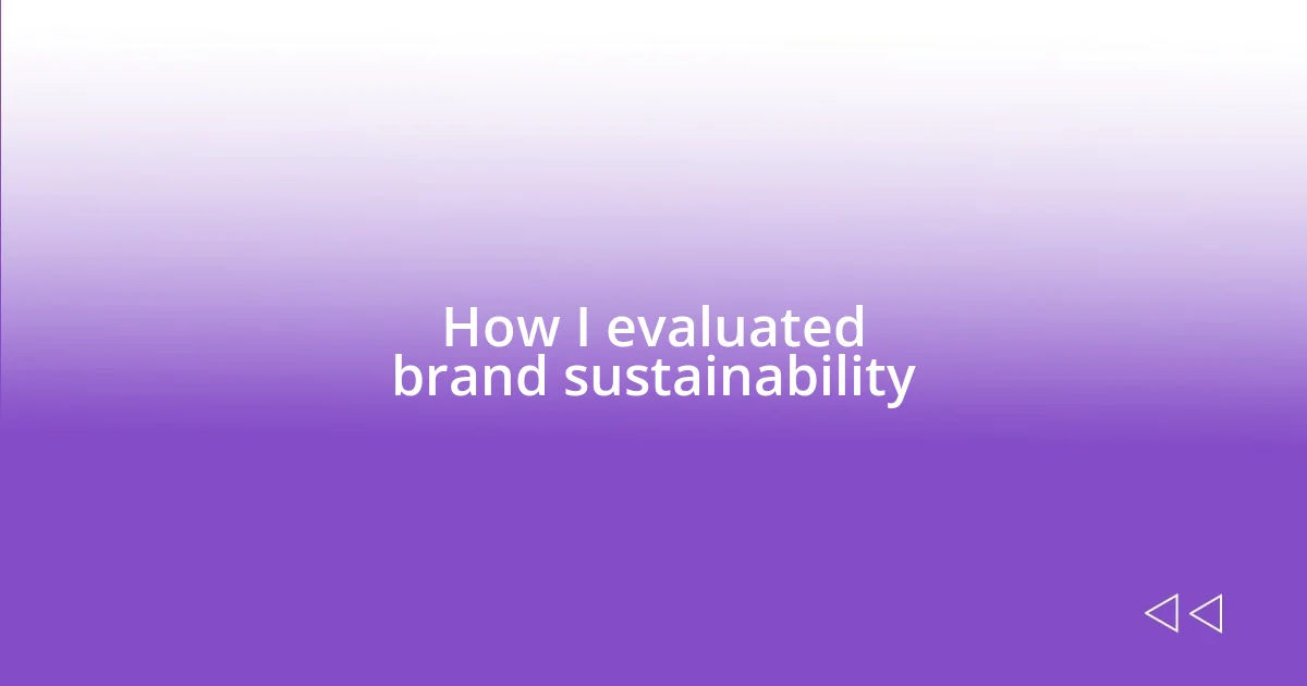 How I evaluated brand sustainability