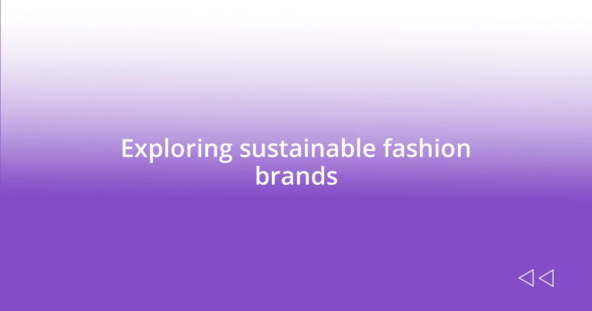 Exploring sustainable fashion brands