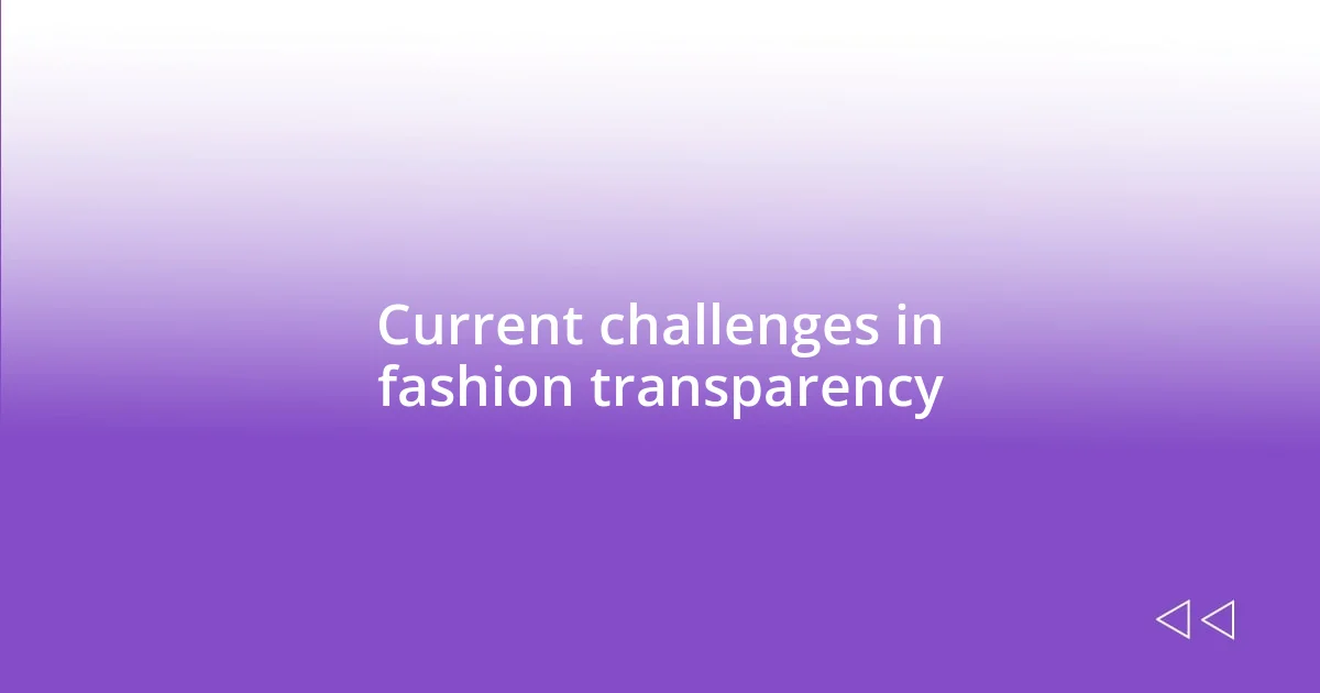 Current challenges in fashion transparency